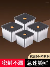 Storage Bottles Box For Refrigerator Food Grade 304 Stainless Steel Can Be Microwave Heated Lunch Sealed