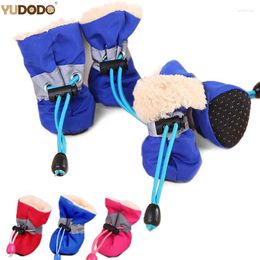 Dog Apparel 4pcs/Set Winter Warm Soft Shoes Waterproof Thick Pet Footwear Rain Boots For Small Chihuahua Teddy Cats Puppy