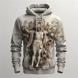 Men's Hoodies Est Jesus Cross 3d Print Hooded Sweatshirt Spring Casual Long Sleeve Oversized Street Clothing Mens Sportwear Clothes