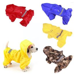 Dog Apparel Pet Raincoat Double-Layer Jumpsuit Waterproof Seasons Clothing Coat Four Reflective I2E1