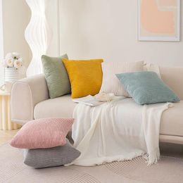 Pillow Corduroy Throw Cover Solid Colour Striped Soft Thicken Pillowcase For Sofa Living Room Home Decoration