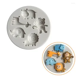 Party Supplies 1pc Lion Hippo Giraffe Elephant Shape Silicone Mould Animal Fondant Cake Decor Chocolate Kitchen Biscuit Baking Mould