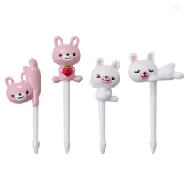 Forks 6/10pcs/pack Cute Eyes Fruit Fork Plastic Pick Kids Bento Lunch Snack Cake Dessert Toothpick Kitchen Tableware Decor