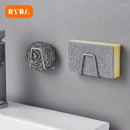 Kitchen Storage Sponges Holder Cleaning Sponge Rack Hooks Sink Drying Accessories Free Punching Stainless Steel Hook