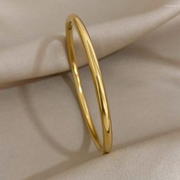 Bangle Greatera Waterproof Polished Stainless Steel Bangles For Women Gold Plated Smooth Metal Openable Bracelets Jewellery