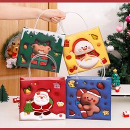 Gift Wrap Christmas Bag Insulation Bags 3D Santa Claus Elk Snowman Printed Xmas Packaging For Kids Candy Decoration