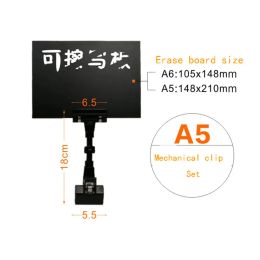 Chart Plastic Price Signage Holder Clips Advertising Promotion PVC Card Rewritable Board A4 A5 A6 In Black Reuse Wipe Cleanable 10sets