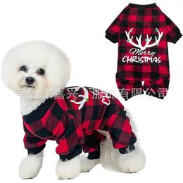 Dog Apparel Pet Autumn And Winter Clothes Printed Pajamas Four Legged Warm Soft Teddy