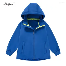 Jackets Dubbped Kids Jacket Boys Waterproof Boy's Detachable Hat Design Coat Windbreaker Outerwear Polar Fleece Windproof Cloth 5-14Y