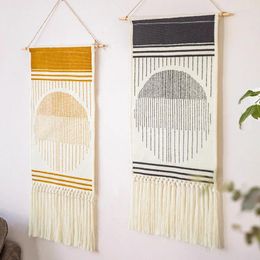 Tapestries Nordic Handmade Tapestry Cartoon Bedroom Wall Art Cotton Linen Background Decor Hanging Decorative Boho Muslim