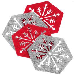 Pillow 4 Pcs Place Mats Table Christmas Decor Anti-skid Cloth Cup Supplies Hexagon Placemats