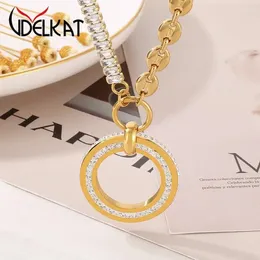 Pendant Necklaces Stainless Steel Cubic Zircon Pig Nose Chain Wheat Bead Necklace For Women Gold Silver Colour Trendy Party Jewellery Gift