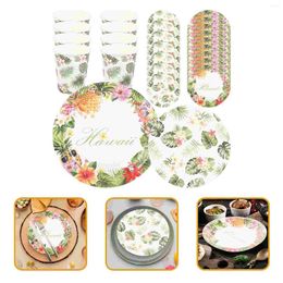 Disposable Dinnerware Party Tableware Printing Cups Plate Paper Tray Leaf Design Baby Summer Themed