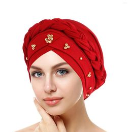 Ethnic Clothing Lady Women Hat Chemo Cap Muslim Braid Head Scarf Turban Wrap Cover Ramadan Hair Loss Islamic Headwear Arab Fashion