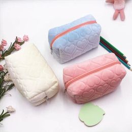 Solid Colour Plush Pencil Case Stationery For Girls School Supplies Tools