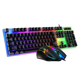 Combos LED Light Backlit USB Wired Gaming Keyboard and Mouse Set 1200dpi Mice Office Keyboard for Computer Desktop PC Laptop