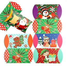 Gift Wrap 12Pcs Pillow Shape Kraft Paper Candy Box Party Favour Santa Claus Kids Packaging Bags Merry Christmas Xmas Navidad Decor