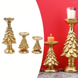 Candle Holders 1pc Golden Christmas Tree Holder Resin Ornament Home Desktop Crafts Decoration