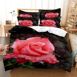 Bedding Sets Flowers Moda Conjunto de 2/3pcs 3d Impressão digital Tampa de edredão 1 Quilt 1/2 travesseiros EUA/UE/Au Tamanho
