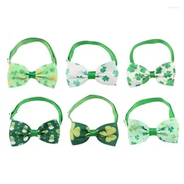Dog Collars St Patrick's Day Bow Tie For Cats 6pcs Adjustable Shamrock Pet Costume Cat Supplies Apparel