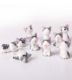 Mini Ceramic Cat Collection Lovely Cute Cartoon Lucky Cats Micro Landscape Kitten Microlandschaft Pot Culture Tools decorative Gar5918651