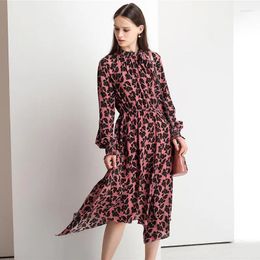 Casual Dresses Pink Print Leopard Floral Silk Women Fashion 2024 Summer Long Sexy Office Work Daily Dress Plus Size Slim Fit