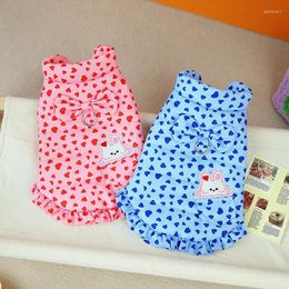 Dog Apparel Pet Warm Skirts For Autumn And Winter Est Teddy Cotton Dress Pomeranian Small Clothes All-Heart Dot Printed