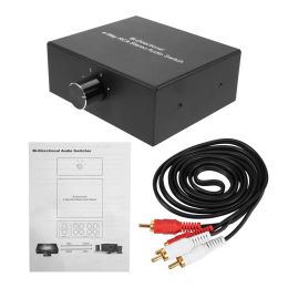 Amplifier 4Way Stereo L/R Sound Channel BiDirectional Audio Switcher, 1 in 4 Out /4 in 1 Out, Audio Switch Splitter for Speaker