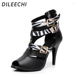 Dance Shoes DILEECHI Black Genuine Leather Serpentine Latin Women's High Help Naked Boots Party Salsa