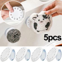 Hooks Kitchen Sink Sponge Suction Cup Wipe Drain Rack Free Punching Home Dishcloth Steel Wire Ball Storage