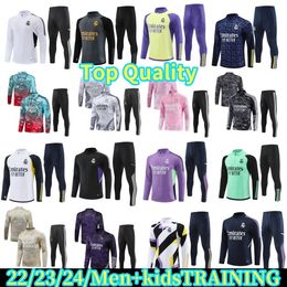 23 24 Real Madrids BELLINGHAM soccer tracksuit jacket Men kids 2024 football tracksuit training suit sweatshirt kit futbol survetement Pre-Match Training Pants