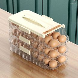 Storage Bottles Egg Holder For Refrigerator - Auto Rolling Organiser 3 Layer -Stackable Dispenser And Box