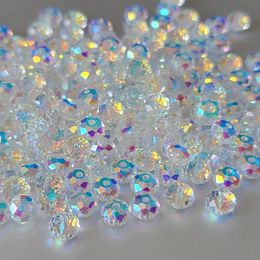 4mm Colored glass crystal beads loose beads faceted flat beads diy jewelry accessories