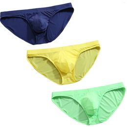 Underpants 3 Pcs Pouchsexy U Convex Pouch Underwear Men Hombre Ropa Interior Mens Print Bulge Brief Sexy Panties Plus Size Ice Silk
