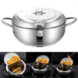 Pans Japanese Style Deep Frying Pot With Oil Drip Drainer Rack 304 Stainless Steel Cooking For French Fries Chicken Wings Shrimp