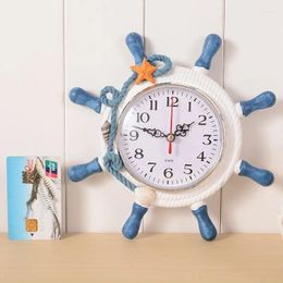 Wall Clocks Nautical Beach Wheel Clock Maritime Time Home Decoration SCVD889