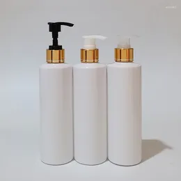 Storage Bottles (30pcs)250ml Gold Spiral Lotion Pump Bottle Plastic Container For Makeup Remover Cream Shampoo Bath Lquid Packaging