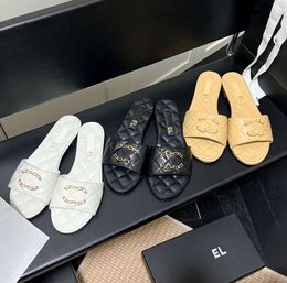 Mens Womens Slippers Sliders Sandal Fashion Summer Loafer Beach Casual Shoes Flat Channel Luxury Designer Slide Top Quality Black White Mule Sandale Man Pool Girl 65