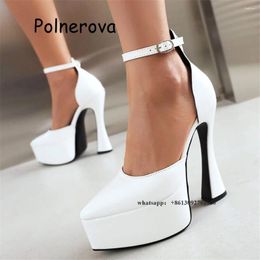 Sandals Pointed Toe Solid Platform Women's Shoes Summer Strange Style Leather Global Buckle Elegant High Heels