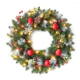 Decorative Flowers Led Christmas Wreath Door Hanging Rattan Farm Decorations Garland Xmas Home Party Wall Front