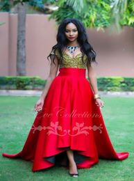 Sexy Off Shoulder African Evening Dresses with Beaded lace Robe De Soiree A Line Sweep train Red Party Prom Gowns5338342
