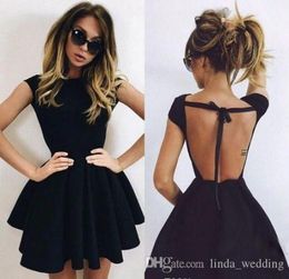 2019 Cheap Little Black Cocktail Dress A Line Jewel Neck Short Mini Semi Club Wear Homecoming Party Gown Plus Size Custom Make6872119