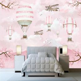 Wallpapers Milofi Customised 3D Nordic Cartoon Air Balloon Volcano Large TV Background Wallpaper Mural