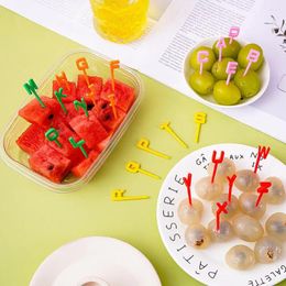 Forks 26 Pcs/Set Alphabet Fruit Cartoon Letters Solid Color Pick Grade Picks Bento Accessories