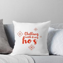 Pillow Chilling With My HO's- Christmas Funny - Presents Santa USA -stars -snowing Throw Sofa Cover