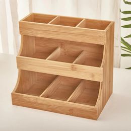 Kitchen Storage Bamboo Wood Yellow Wooden Tea Bag Organizer Open Smooth Surface Good Hand Feeling Milk