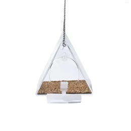 Baking Moulds Triangle Transparent Bird Feeder Outdoor Window Hanging Birds Food Container For Pet Feeding