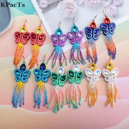 Earrings 2022 New KPacTa Fashion Soutache Beads Earrings Bohemian Women's Handmade Flower Beaded Drop Earrings Ethnic Jewellery Seed Bead
