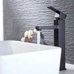 Bathroom Sink Faucets Square Basin Faucet Stainless Steel Wash Tap Single Handle Vessel Cold And Water Mixer