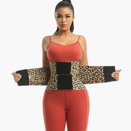 Leopard Women Waist Trainer Cincher Belt Tummy Control Sweat Girdle Workout Belly Compression Band for Weight Loss Wrap